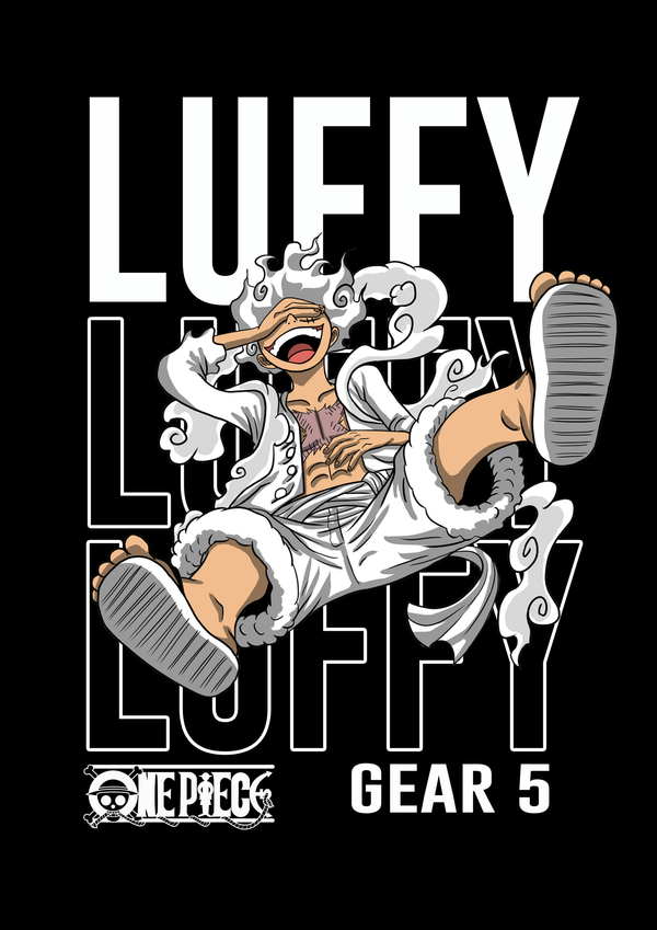 Monkey D. Luffy Gear 5 One Piece Joyboy Anime Typography Wall Art | Premium Matte & Metal Poster by Steckefy