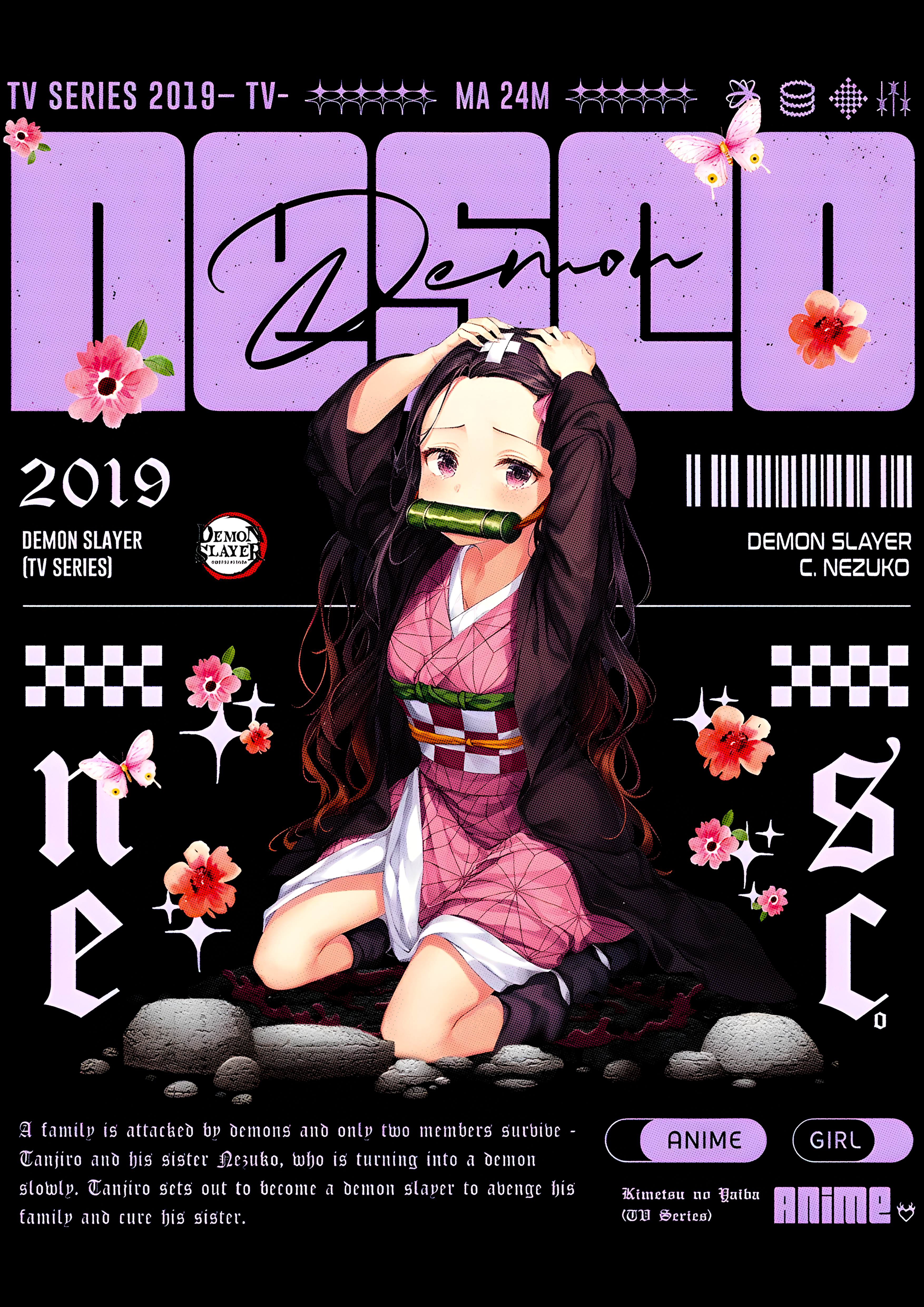 Nezuko Kamado Demon Slayer Anime Aesthetic Wall Art | Premium Matte & Metal Poster by Steckefy