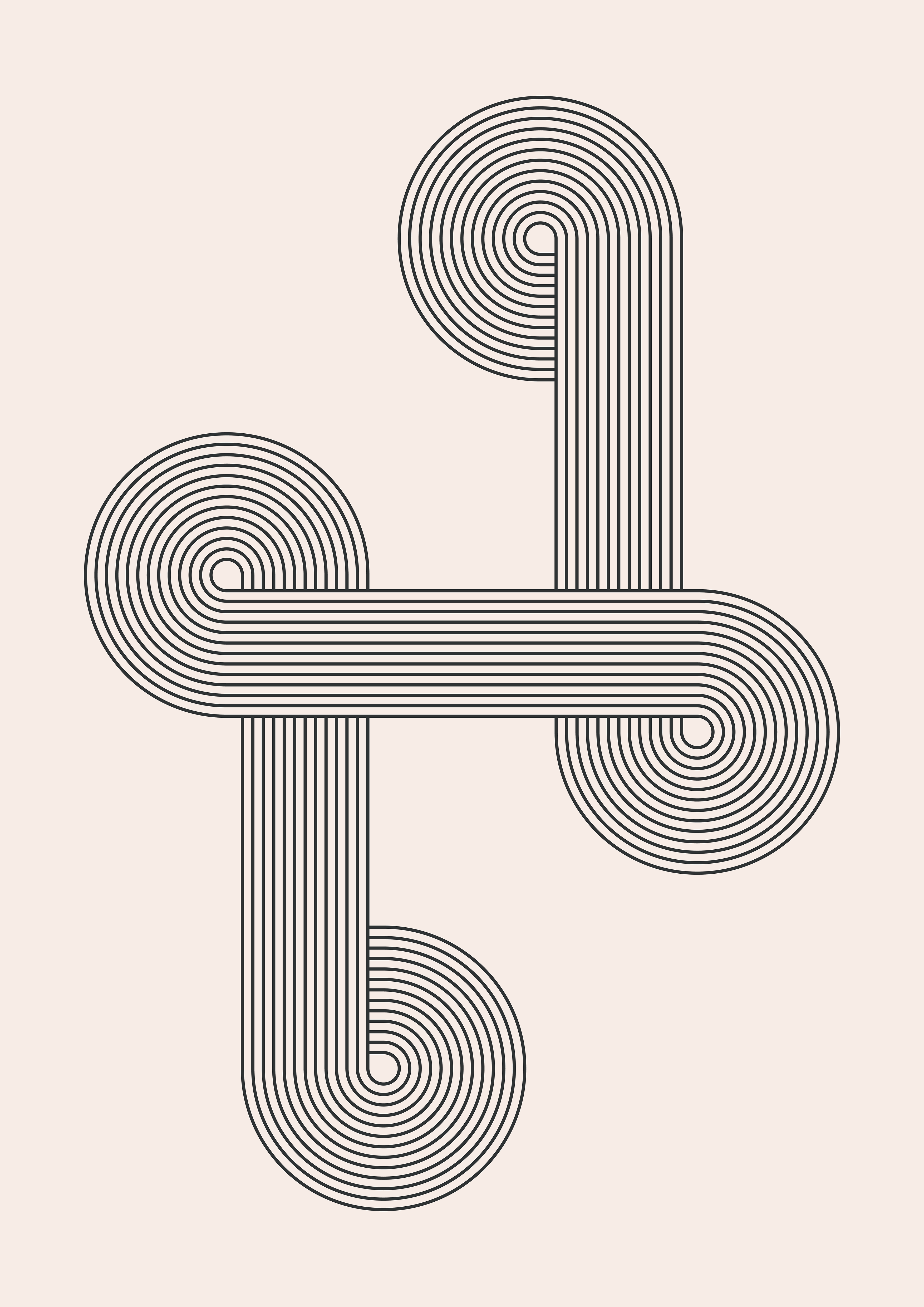 Linear Infinite Loop Minimalist Line Art | Modern Geometric Monochrome Wall Art | Premium Matte & Metal Poster by Steckefy