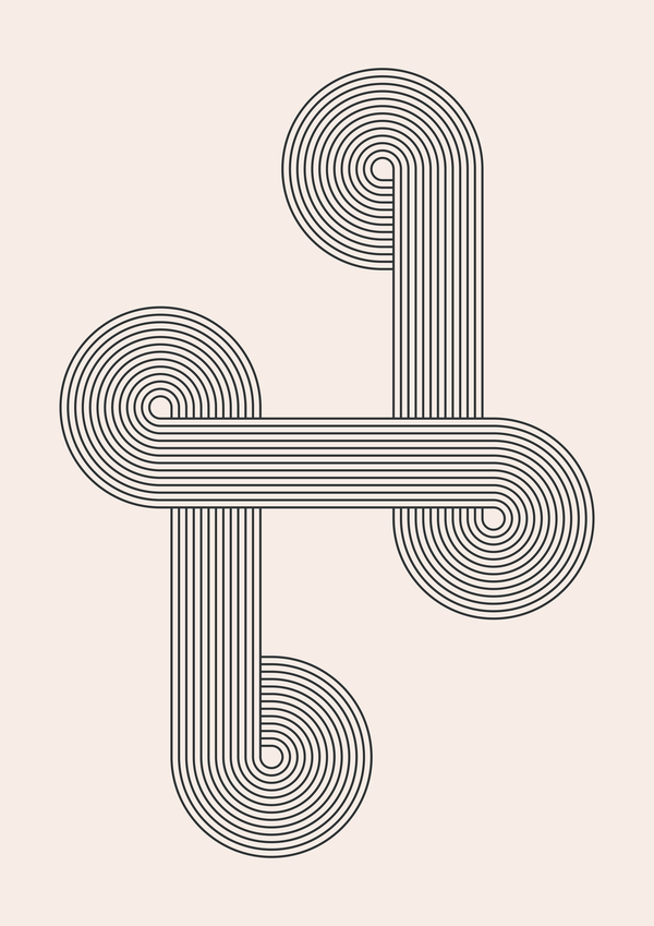 Linear Infinite Loop Minimalist Line Art | Modern Geometric Monochrome Wall Art | Premium Matte & Metal Poster by Steckefy