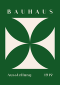 Bauhaus Ausstellung 1919 Green Cross | Minimalist Geometric Exhibition Poster | Premium Matte & Metal Poster by Steckefy