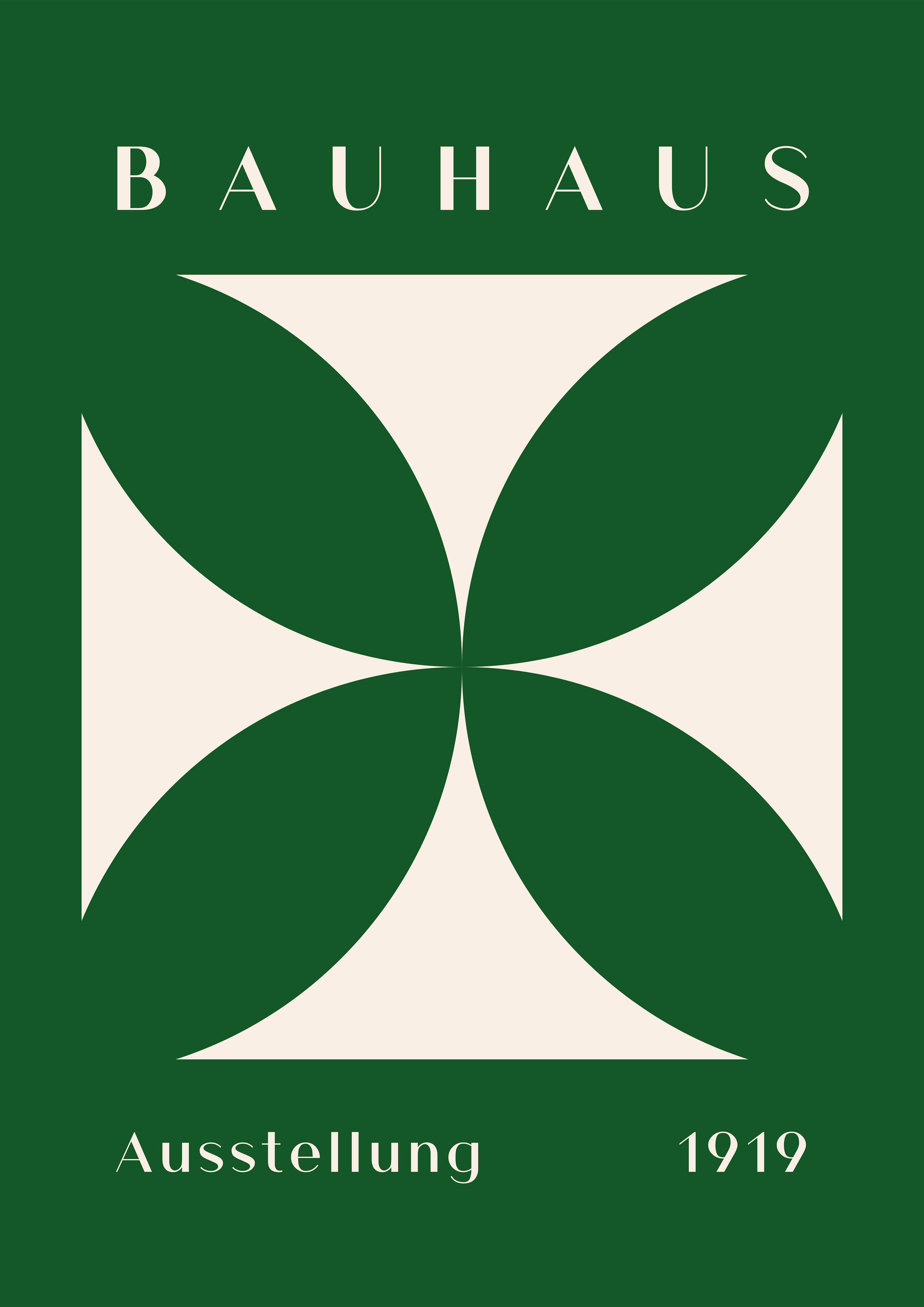 Bauhaus Ausstellung 1919 Green Cross | Minimalist Geometric Exhibition Poster | Premium Matte & Metal Poster by Steckefy