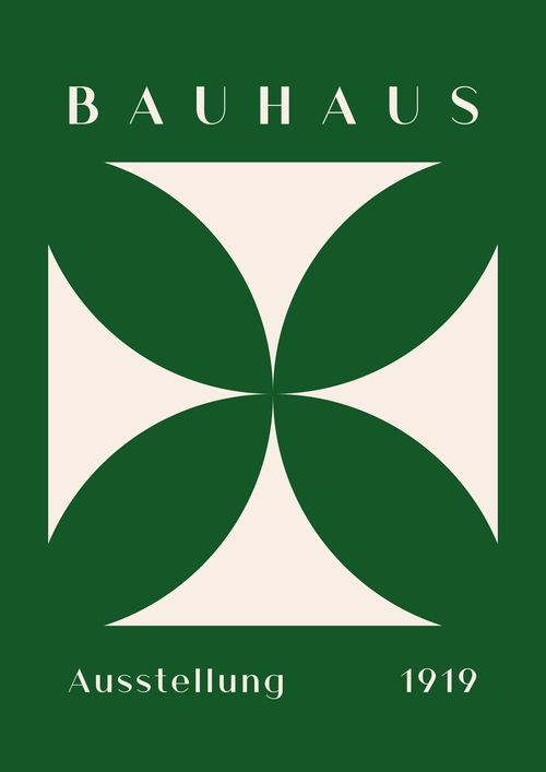 Bauhaus Ausstellung 1919 Green Cross | Minimalist Geometric Exhibition Poster | Premium Matte & Metal Poster by Steckefy