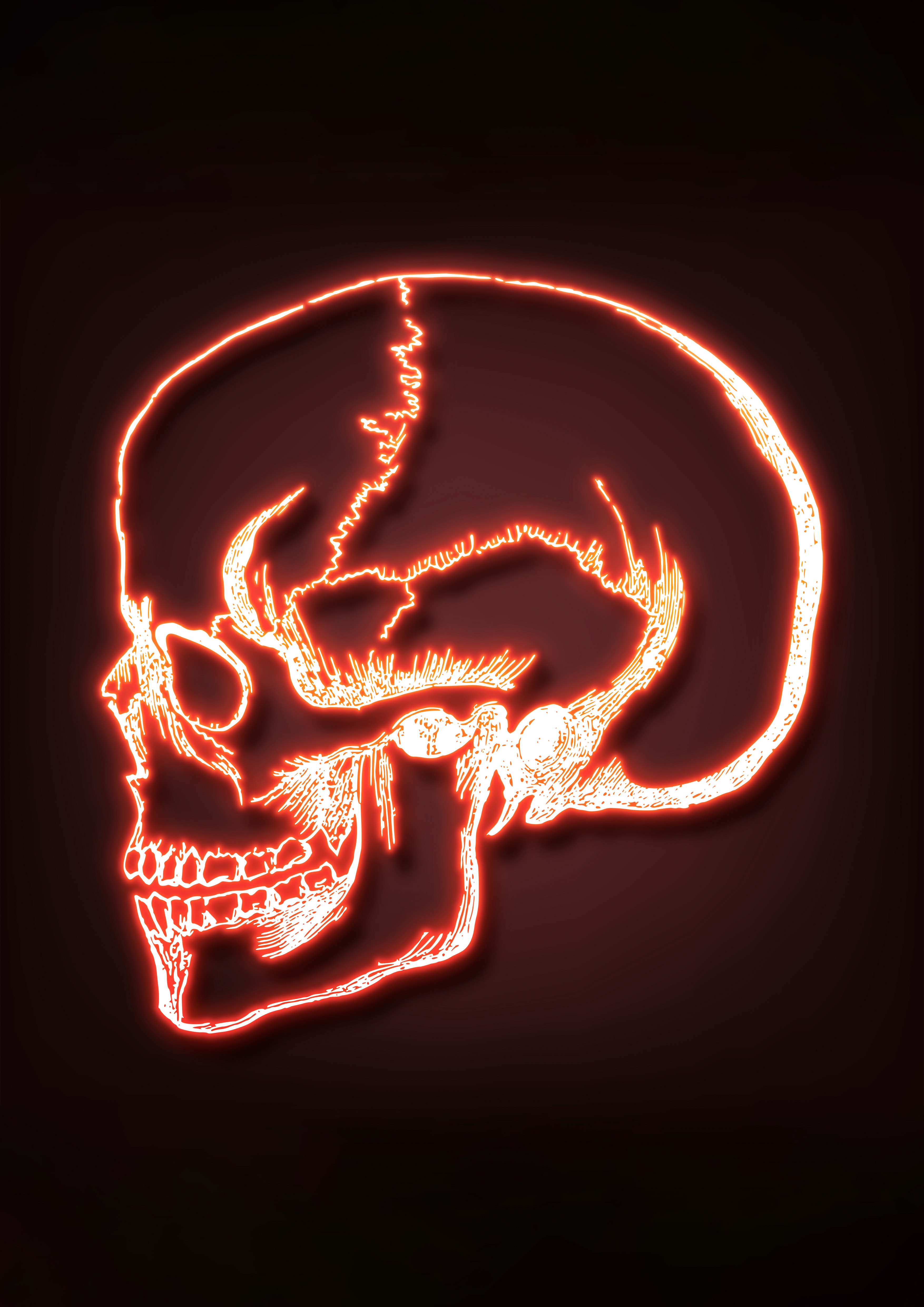 Neon Skull Cursed Glow Art | Cyberpunk Gothic Halloween Wall Art | Premium Matte & Metal Poster by Steckefy