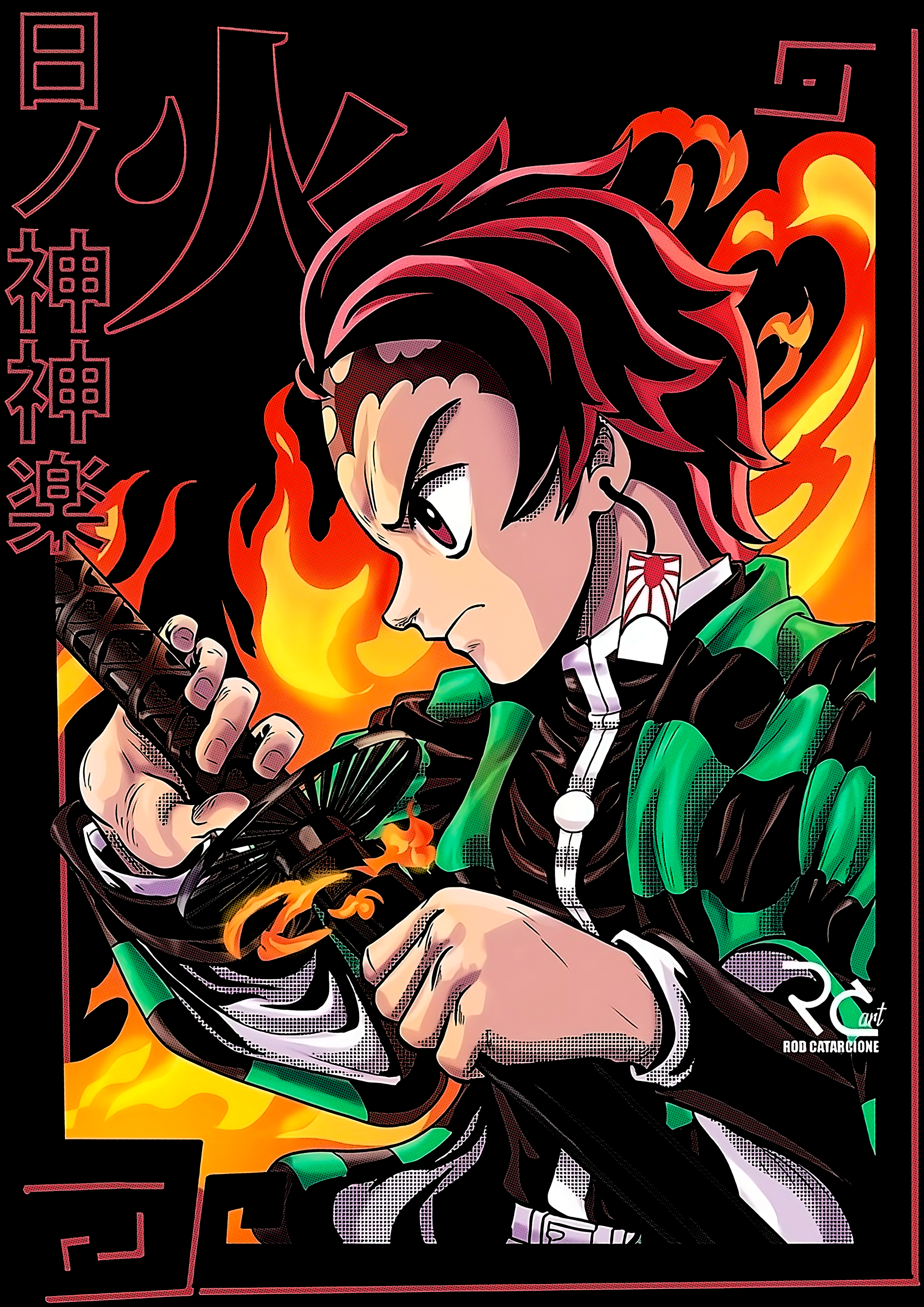 Tanjiro Kamado Hinokami Kagura Demon Slayer Anime Wall Art | Premium Matte & Metal Poster by Steckefy