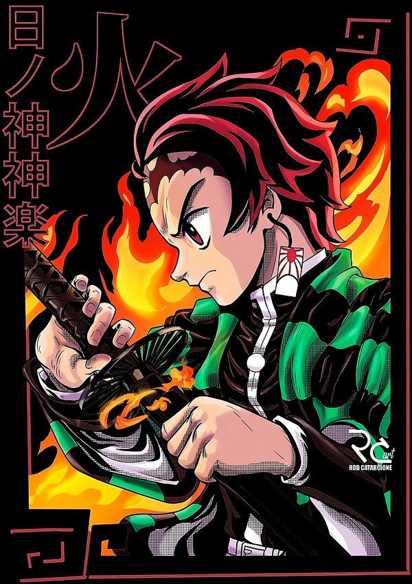 Tanjiro Kamado Hinokami Kagura Demon Slayer Anime Wall Art | Premium Matte & Metal Poster by Steckefy