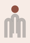 Mid-Century Modern Arches and Sun | Telinchi Style Minimalist Wall Art | Premium Matte & Metal Poster by Steckefy