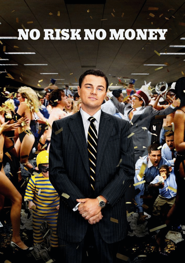 Jordan Belfort Wolf of Wall Street No Risk No Money | Hustle Motivation Wall Art | Premium Matte & Metal Poster by Steckefy