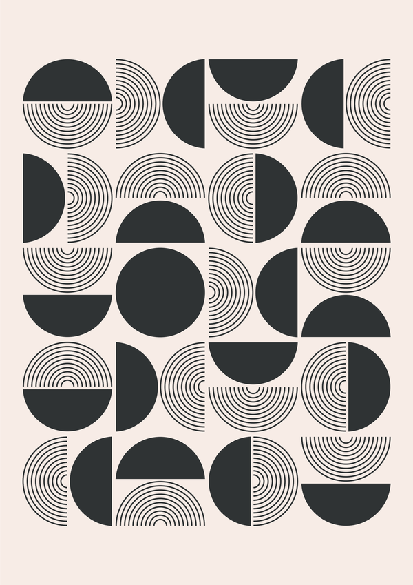 SAF Print Modern Geometric Grid | Scandinavian Semicircle Abstract Art | Premium Matte & Metal Poster by Steckefy