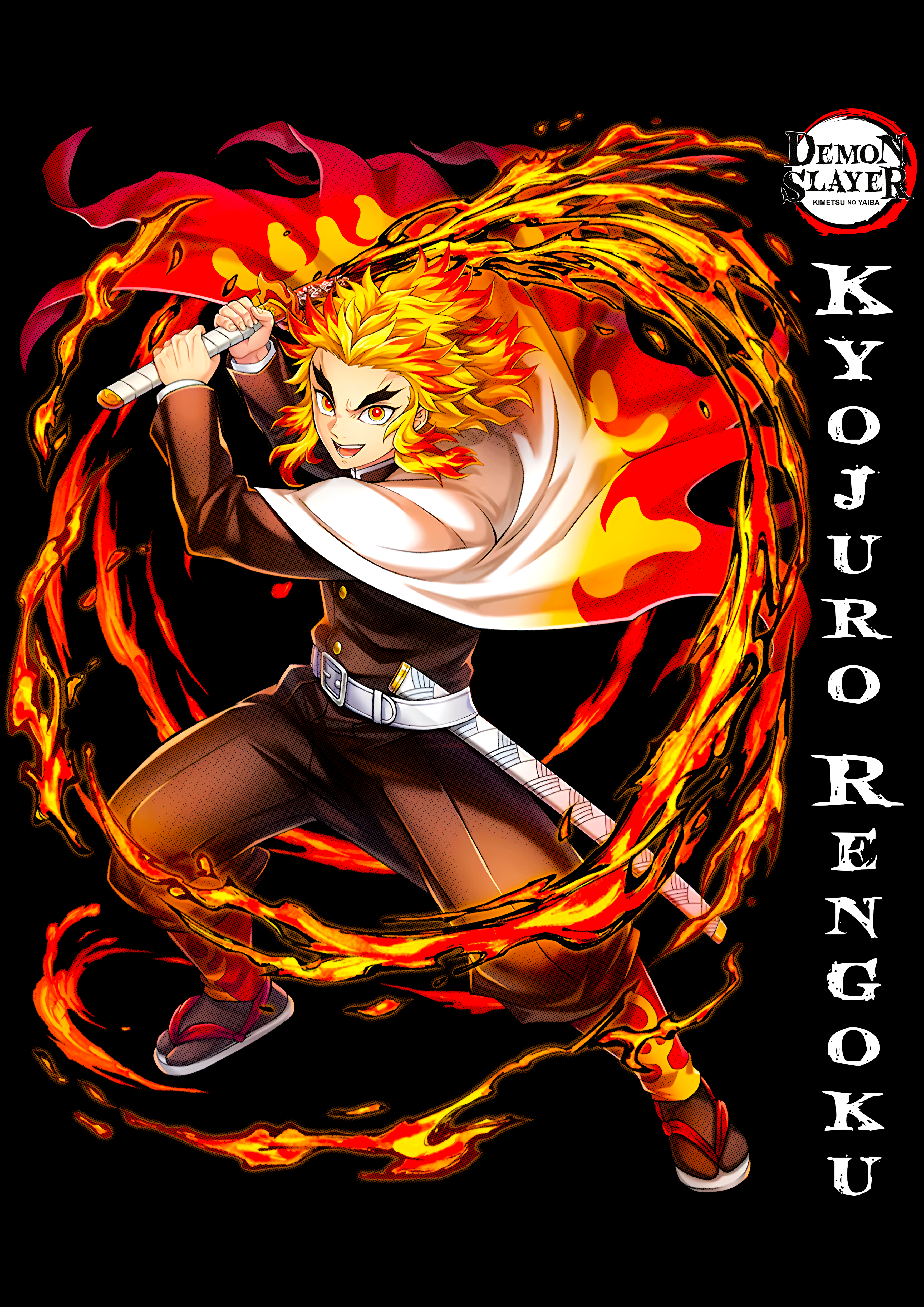 Kyojuro Rengoku Flame Hashira Demon Slayer Anime Wall Art | Premium Matte & Metal Poster by Steckefy