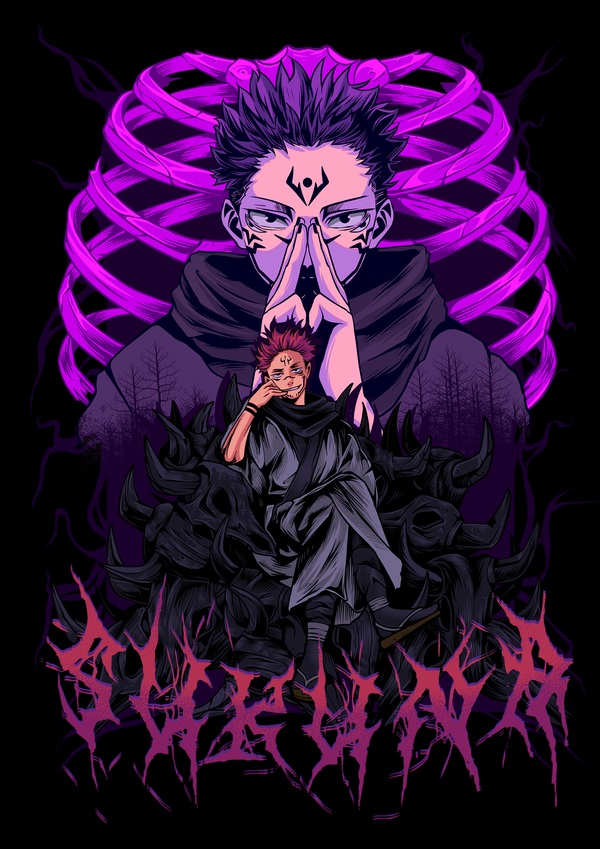 Ryomen Sukuna Jujutsu Kaisen Malevolent Shrine Dark Aesthetic Wall Art | Premium Matte & Metal Poster by Steckefy