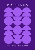 Bauhaus Rhythm Grid Purple Semicircles | 1923 Exhibition Pattern Art | Premium Matte & Metal Poster by Steckefy