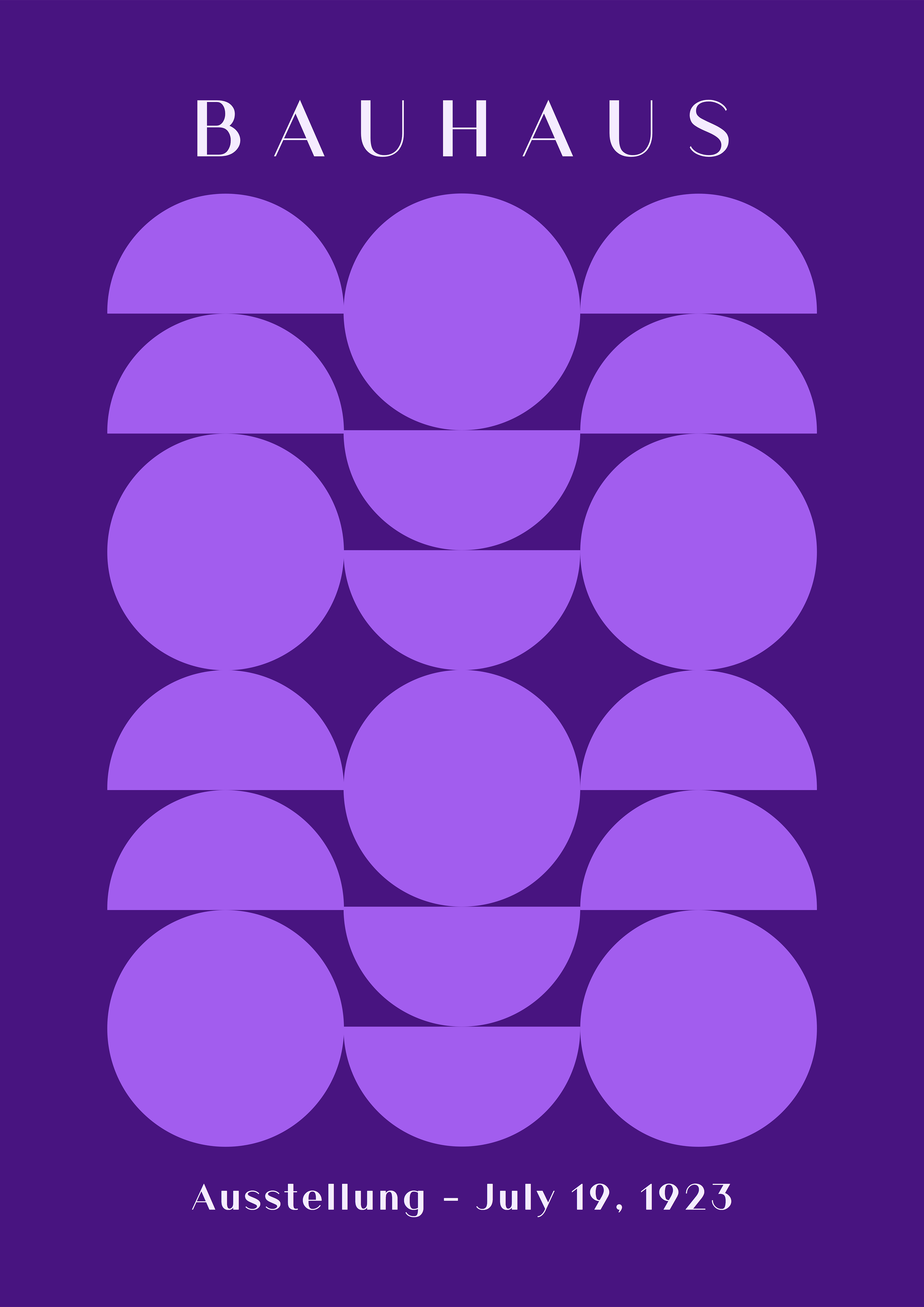 Bauhaus Rhythm Grid Purple Semicircles | 1923 Exhibition Pattern Art | Premium Matte & Metal Poster by Steckefy