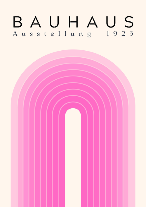 Bauhaus Ausstellung 1923 Pink Gradient Arch | Retro Modernist Wall Art | Premium Matte & Metal Poster by Steckefy