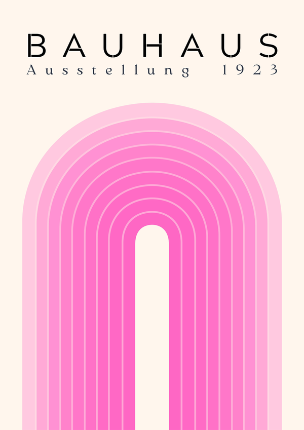 Bauhaus Ausstellung 1923 Pink Gradient Arch | Retro Modernist Wall Art | Premium Matte & Metal Poster by Steckefy