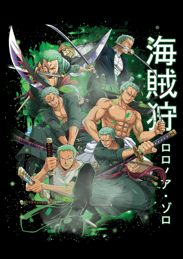 Roronoa Zoro One Piece Pirate Hunter Evolution Wall Art | Premium Matte & Metal Poster by Steckefy